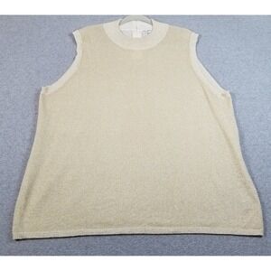 Drapers & Damons Top Women 3X Gold Metallic Mock Neck Sleeveless See Through